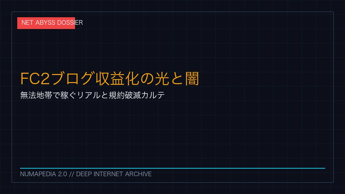 FC2ブログ収益化の光と闇：アングラ無法地帯で稼ぐリアルと規約破滅カルテ