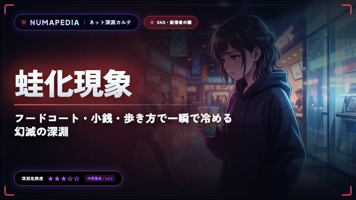 『蛙化現象』あるある事例20選｜フードコート・小銭・歩き方で一瞬で冷める幻滅の深淵